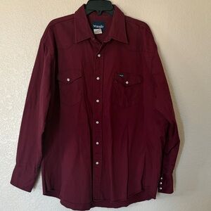 Wrangler Deep Burgundy Western Snap Shirt